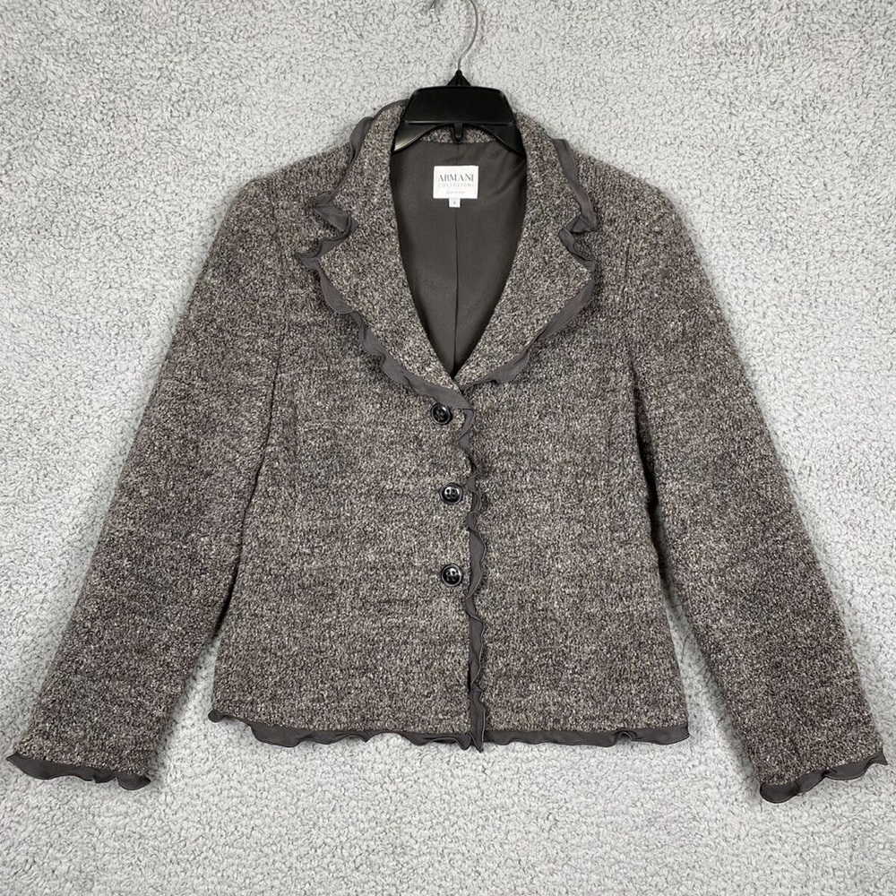 Armani Collezioni Women's Gray Ruffle Jacket